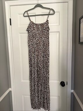 eesome Leopard Print Spaghetti Strap Jumpsuit - White, Brown, Black